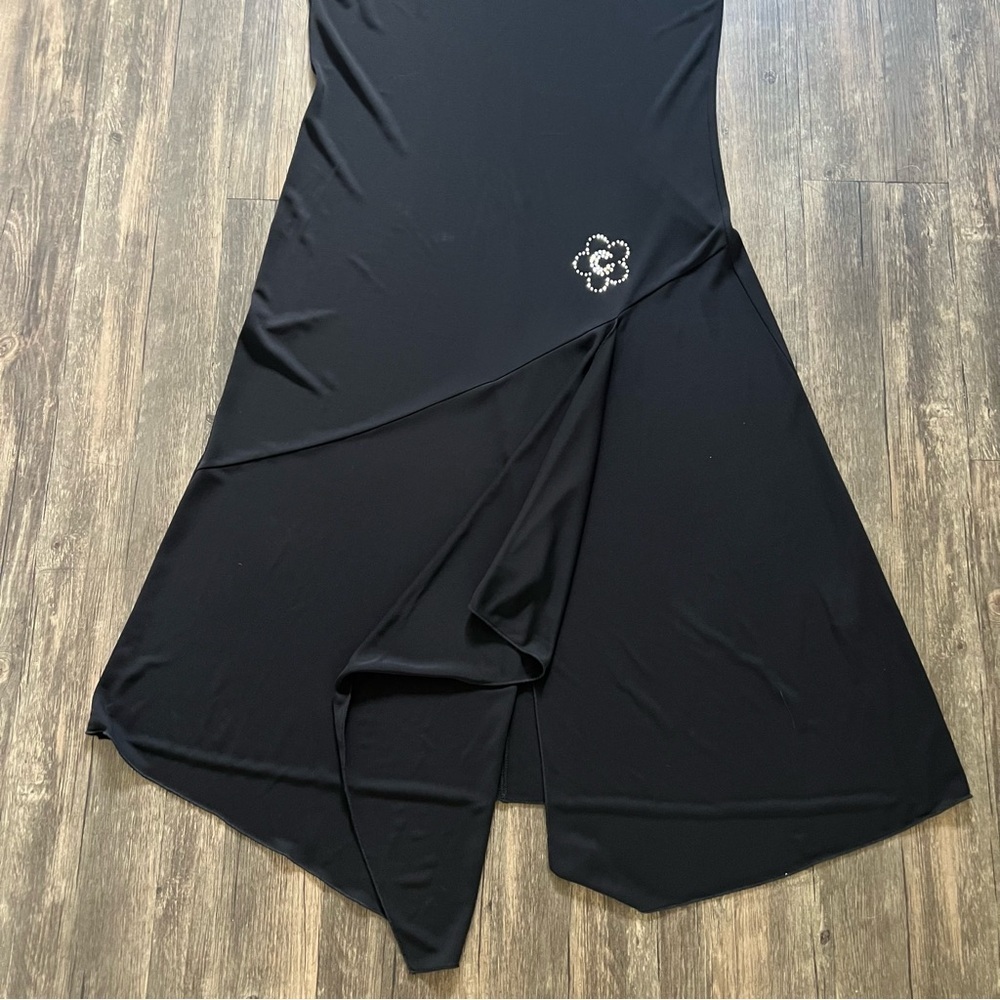 Carlton Sleeveless Black Fit & Flare Maxi Round Neck Slit Evening Gown Dress 12 - Picture 11 of 16